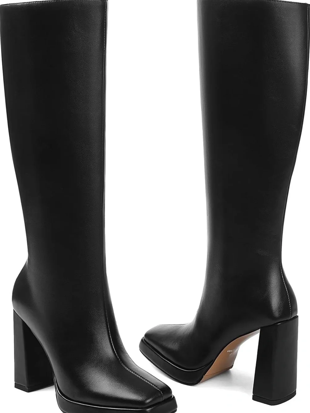 Sleek Black Over-the-Knee Block Heel Boots